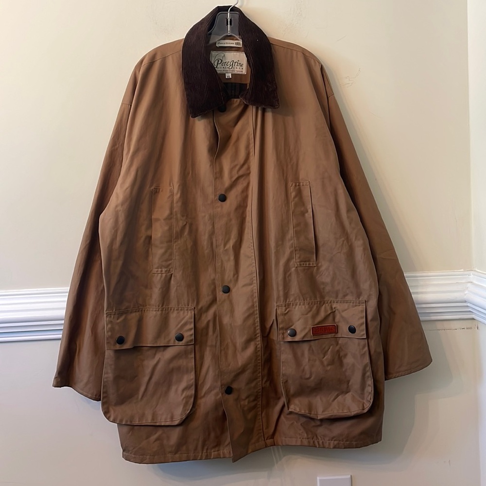 Vintage Peregrine Brown Trench Coat with Dark Brown Corduroy Collar